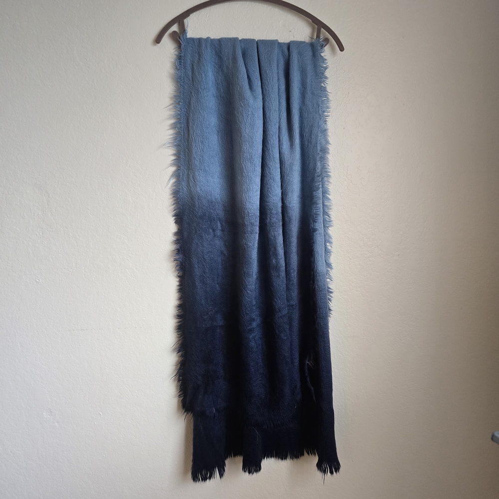 Ombre Blue Fuzzy Scarf Accessory